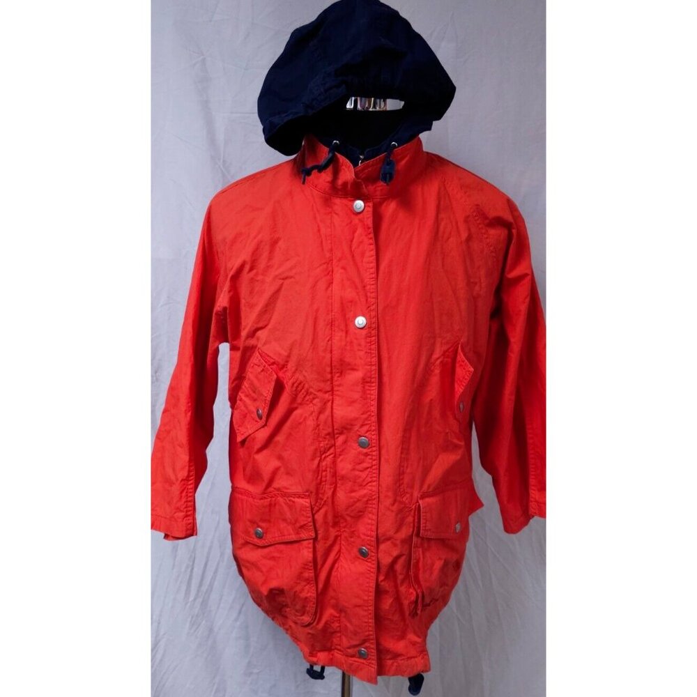 Vtg Brandon Thomas Sport Womens Small Orange Hooded Double Zip Snap Wind Jacket